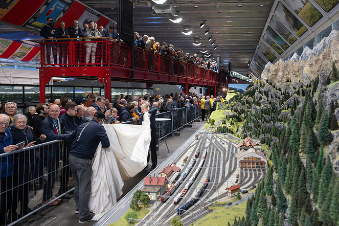 Vernissage des Gotthardbahnmodells im Verkehrshaus am  25. Oktober. | © Pius Koller